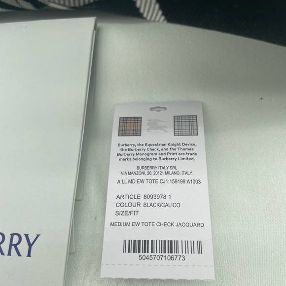 NEW! BURBERRY Medium 2pc Black Check Plaid Tote Bag Authentic NWT! - Picture 15 of 16